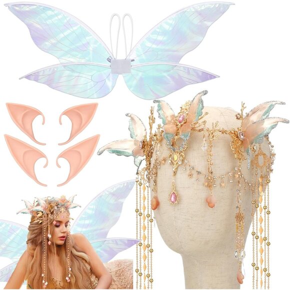 Accessories - Fairy Elf Accessories Set Costume Wings Crown Ears Halloween Cosplay